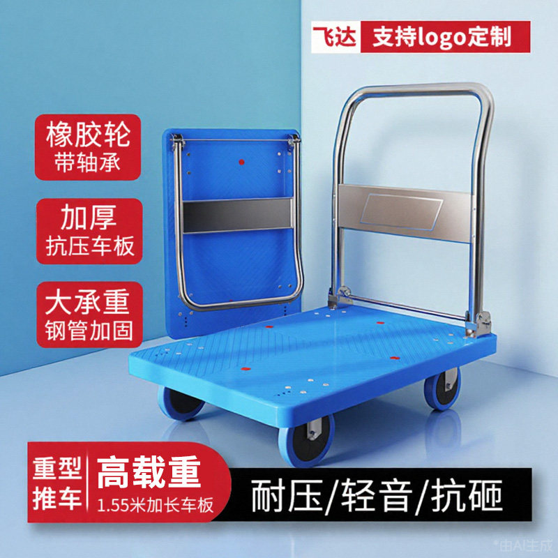 飞达小推车可携式小拉车拉货推车平板车手推车搬运车折叠家用车