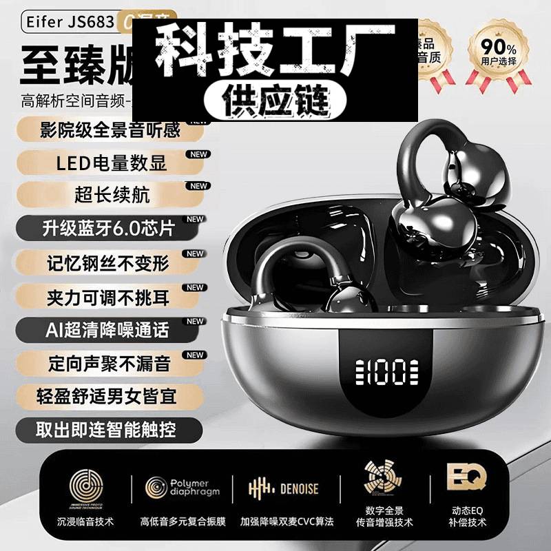 深圳睿禾科技有限公司新款无线智能耳机耳夹式不语音控制新款科技