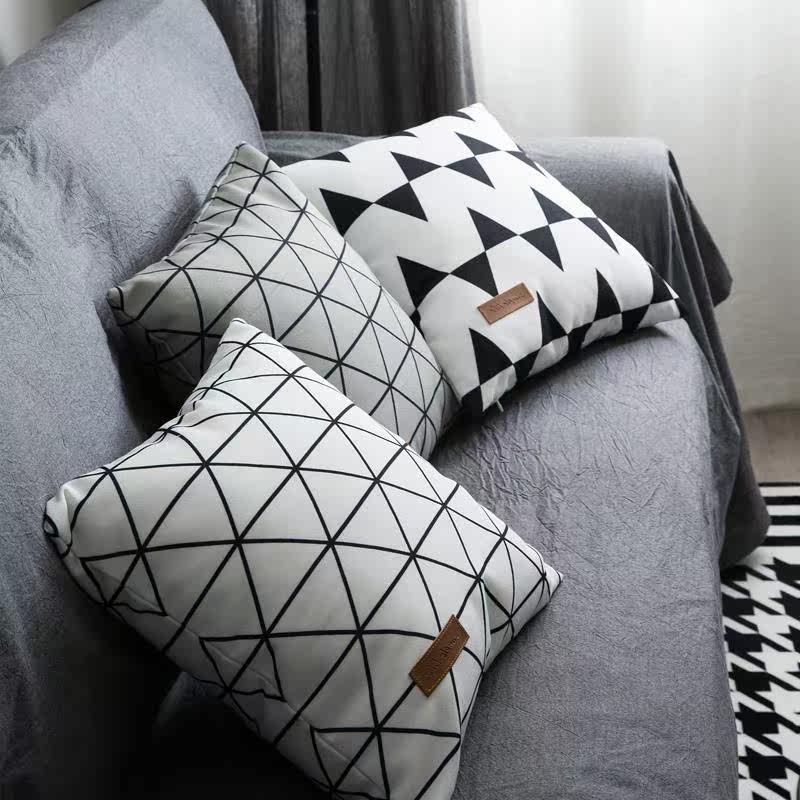 棉质帆布抱枕黑白家居简约拉链靠垫 45厘米条纹宿舍靠枕含芯男士|ruв категории домашний ткань, подушка/подушка - от Buy2taobao.com для оказания профессиональной услуги покупки агента Taobao