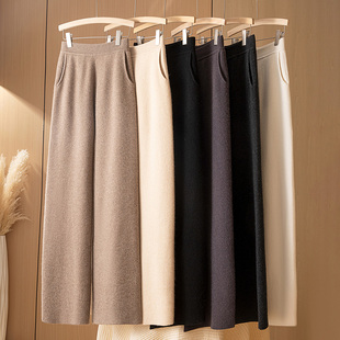 尔东羊绒高定 纯山羊绒裤女 外穿保暖加绒打底裤 线下实体店直发