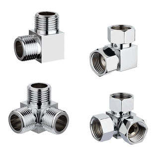加厚全铜带活接弯头墙角三通角阀分水器四分内外丝接头外牙转内牙