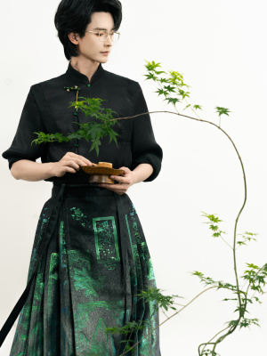 昭华赋汉服男装中国风新中式男女款衬衣织金马面裙男款女生汉服