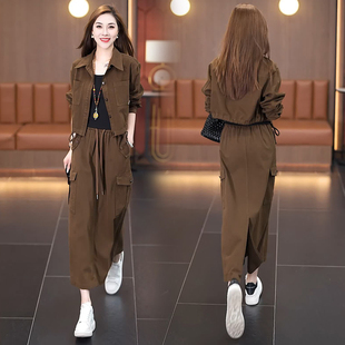 时尚休闲短款外套半身裙两件套女春秋新款韩版洋气减龄工装套装裙