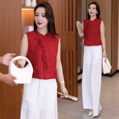 新中式国风盘扣立领无袖衬衫女2025夏季新款时尚气质短款衬衣小衫