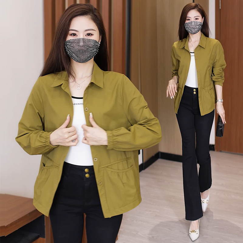 时尚休闲翻领外套女2025春秋季新款韩版洋气显瘦百搭减龄开衫上衣