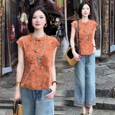新中式盘扣复古设计短袖衬衫女2025夏季新款气质显瘦百搭减龄衬衣