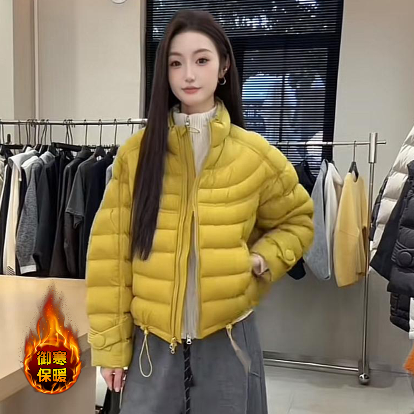 时尚休闲宽松短款棉服外套女冬季新款洋气质韩版保暖排骨羽绒棉衣