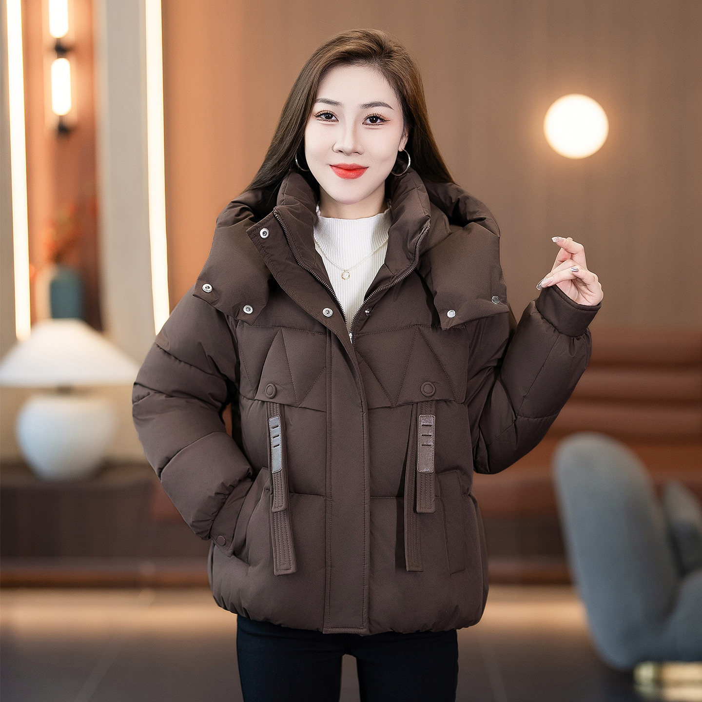 时尚连帽羽绒棉服女士2025冬季新款棉袄宽松显瘦加厚保暖棉衣外套,女装/女士精品,棉衣/棉服,淘宝优惠券,粉丝福利购,淘宝优惠卷