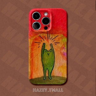 搞怪油画青蛙苹果16promax手机壳15pro可爱14pro菲林13pro抽象7 8苹果vivo华为oppo小米一加魅族荣耀红米