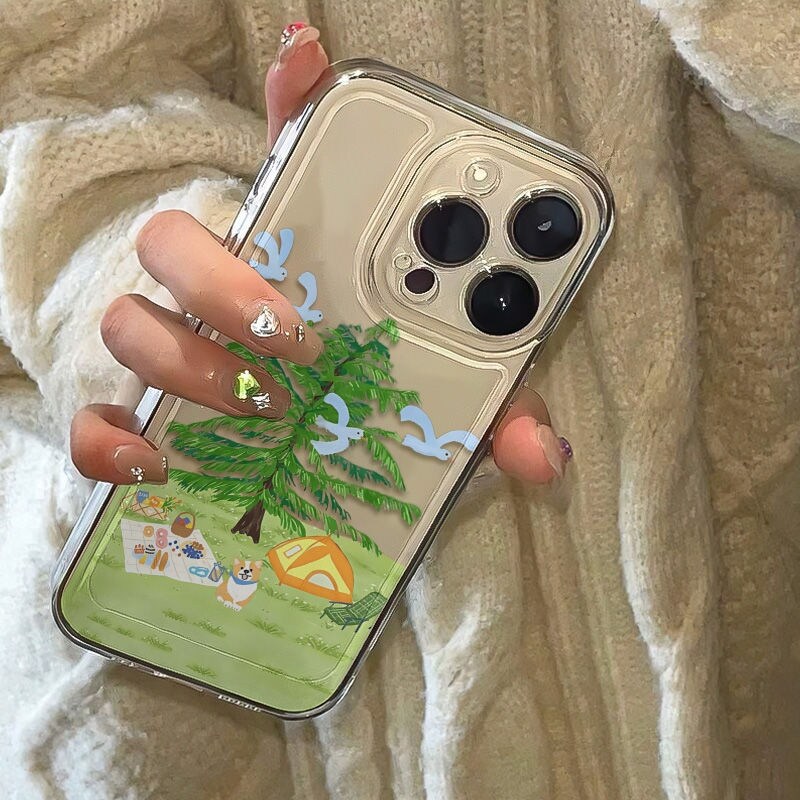 休闲草原小狗风格适用于苹果16ProMax手机壳太空壳搞怪14Pro全包苹果华为荣耀小米红米oppo vivo魅族三星