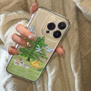 休闲草原小狗风格 vivo魅族三星 适用于苹果16ProMax手机壳太空壳搞怪14Pro全包苹果华为荣耀小米红米oppo