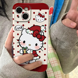hellokitty波点秋冬适用iphone16promax新款苹果15可爱凯蒂猫14创意13全包xs红色xr高级感12菲林plus手机壳女