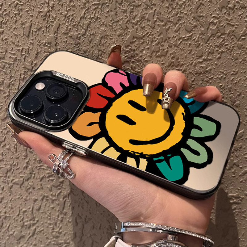 TTON数码适用于苹果16promax手机壳彩绘太阳花iPhone15保护套14ProMax全包防摔13华为情侣12一加男女xs魅族16