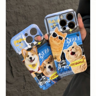 华为mate70适用iPhone16e手机壳iqoo13硬苹果12promax菲林红米note14情侣潮流猫咪狗狗小米15Ultra可爱findx8