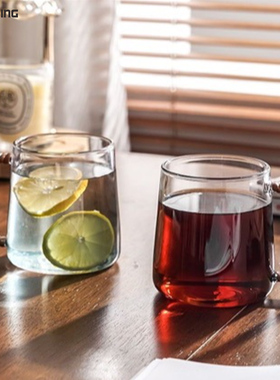 cupmystery星巴藤编玻璃杯咖啡杯水杯办公室女士玻璃杯家用耐高温