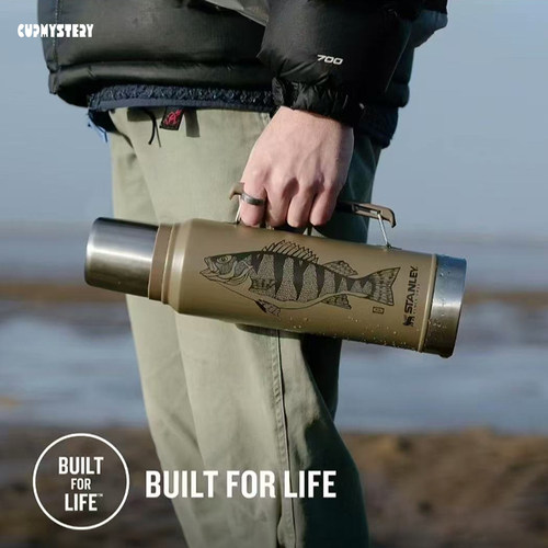 CUPmystery限量版美国Stanley保温瓶鲈鱼图不锈钢保温旅行保温杯