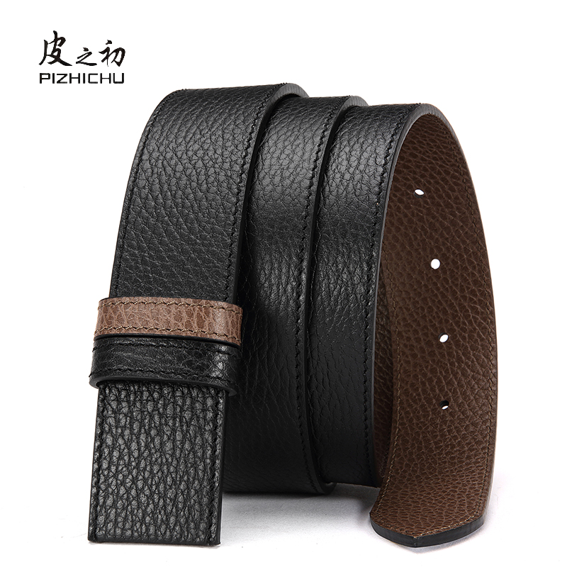 无头男士双g扣专用牛皮带身