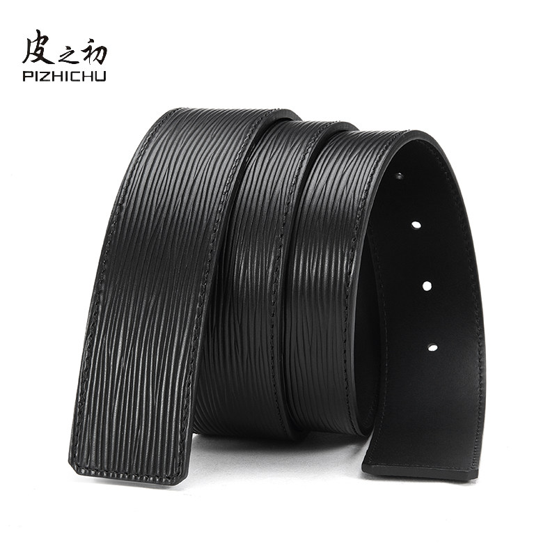 不带头皮带男真皮平滑扣腰带无头皮带纯带身裤带水波纹适用lv4.