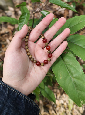 绿檀木女生喜木火手串