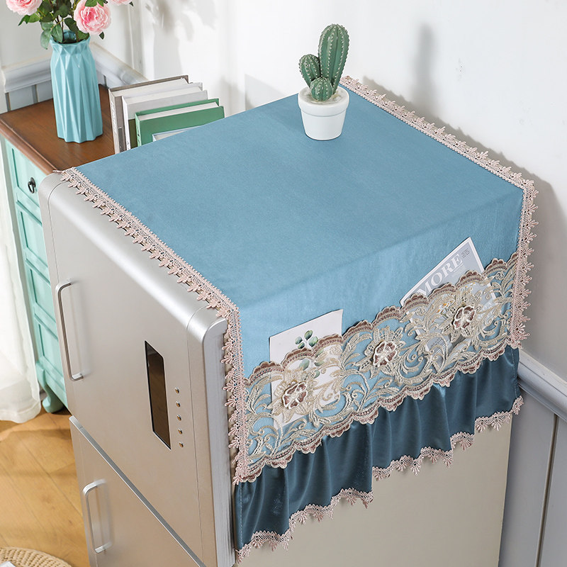 레이스 냉장고 타올 싱글 도어-양문형 냉장고 먼지 커버 더블 레이어 농축 세탁기 커버 천 다목적 커버 타올