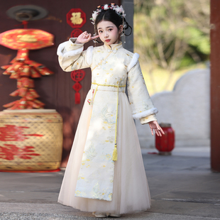 明制汉服女童冬装加厚拜年服2026新中式冬季儿童冬裙中国风过年服