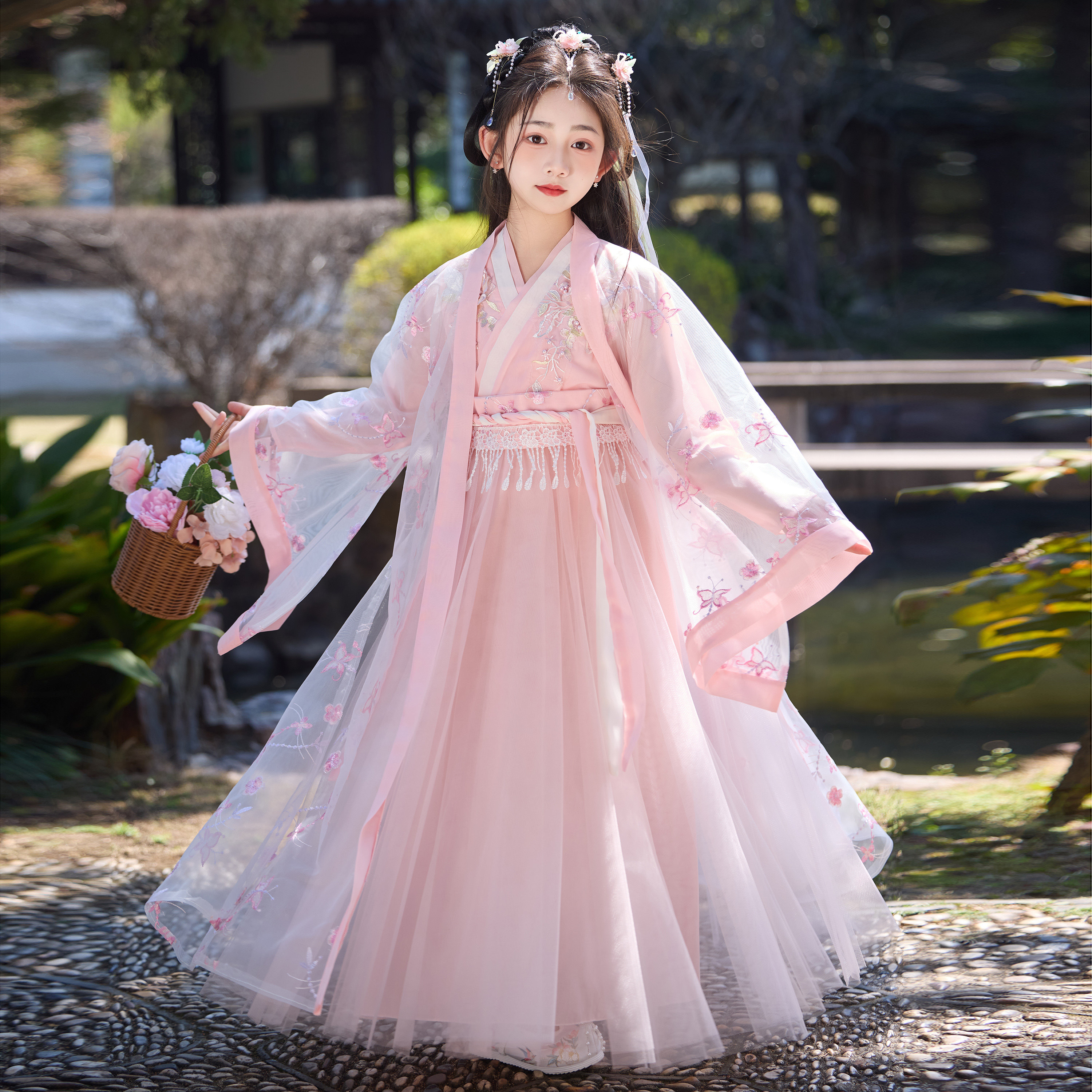 汉服女童2026新款春装儿童古风超仙粉色女孩公主裙中国风日常可穿