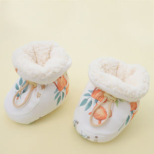 加厚加绒夹棉保暖步前软底鞋 婴儿鞋 秋冬羊羔绒鞋 12个月袜鞋 子 子0