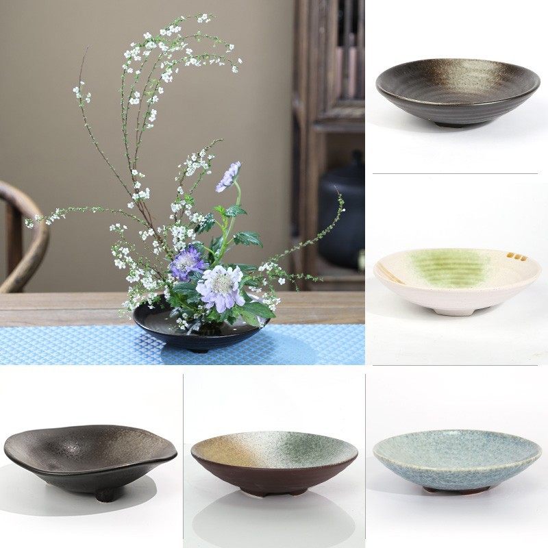剑山插花器皿陶瓷禅意花器日式花道中式池坊小原流底座三足碗花盆,鲜花速递/花卉仿真/绿植园艺,花盆,淘宝优惠券,粉丝福利购,淘宝优惠卷