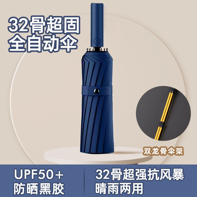 32骨双龙骨自动抗风暴晴雨伞三折黑胶遮阳防晒太阳伞商务广告伞,居家日用,伞,淘宝优惠券,粉丝福利购,淘宝优惠卷