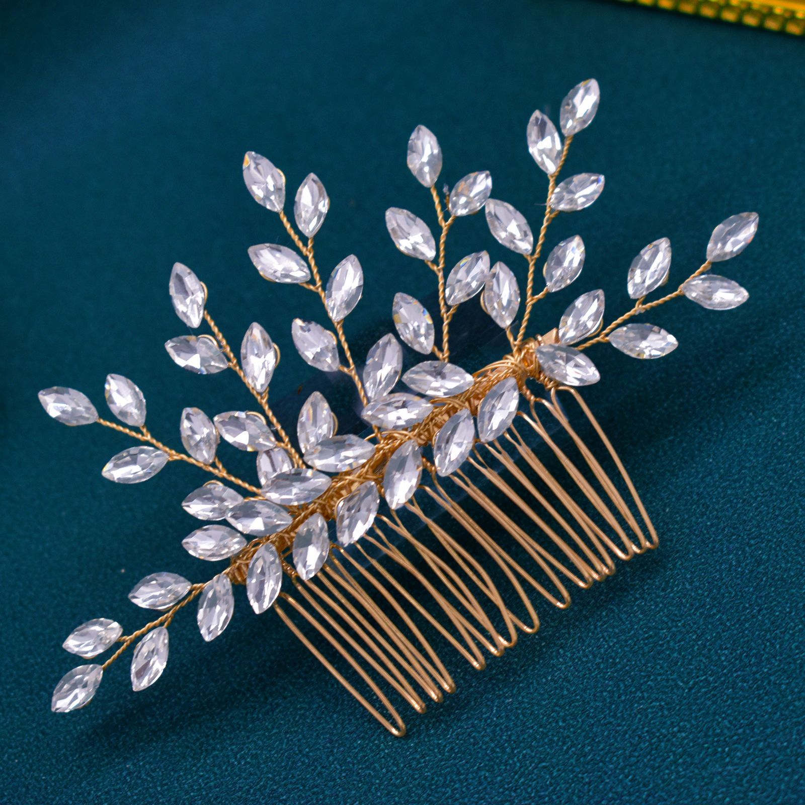 亚马逊新娘手工头饰 镶水钻发梳 婚纱礼服配饰外贸插梳侧边饰A466