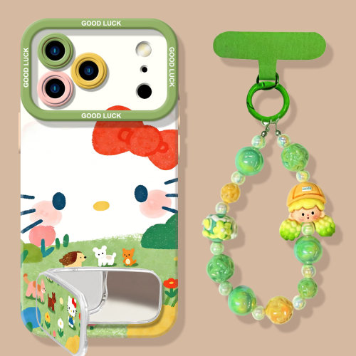 绿色草地猫咪适用苹果17手机壳全包镜头iphone17硅胶软壳15plus带挂绳13mini夏日12防摔14可爱16promax高级感