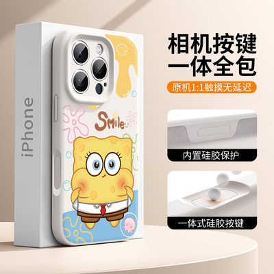 【AI相机按键一体】海绵宝宝适用苹果17手机壳16promax镜头全包15硅胶14可爱13卡通12超火11磁吸xr高级感软壳