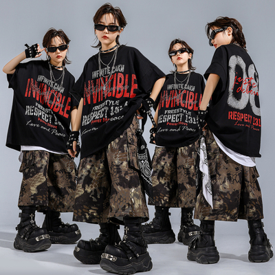 街舞儿童潮服男童嘻哈套装酷帅宽松夏季表演服少儿HIPHOP演出服装