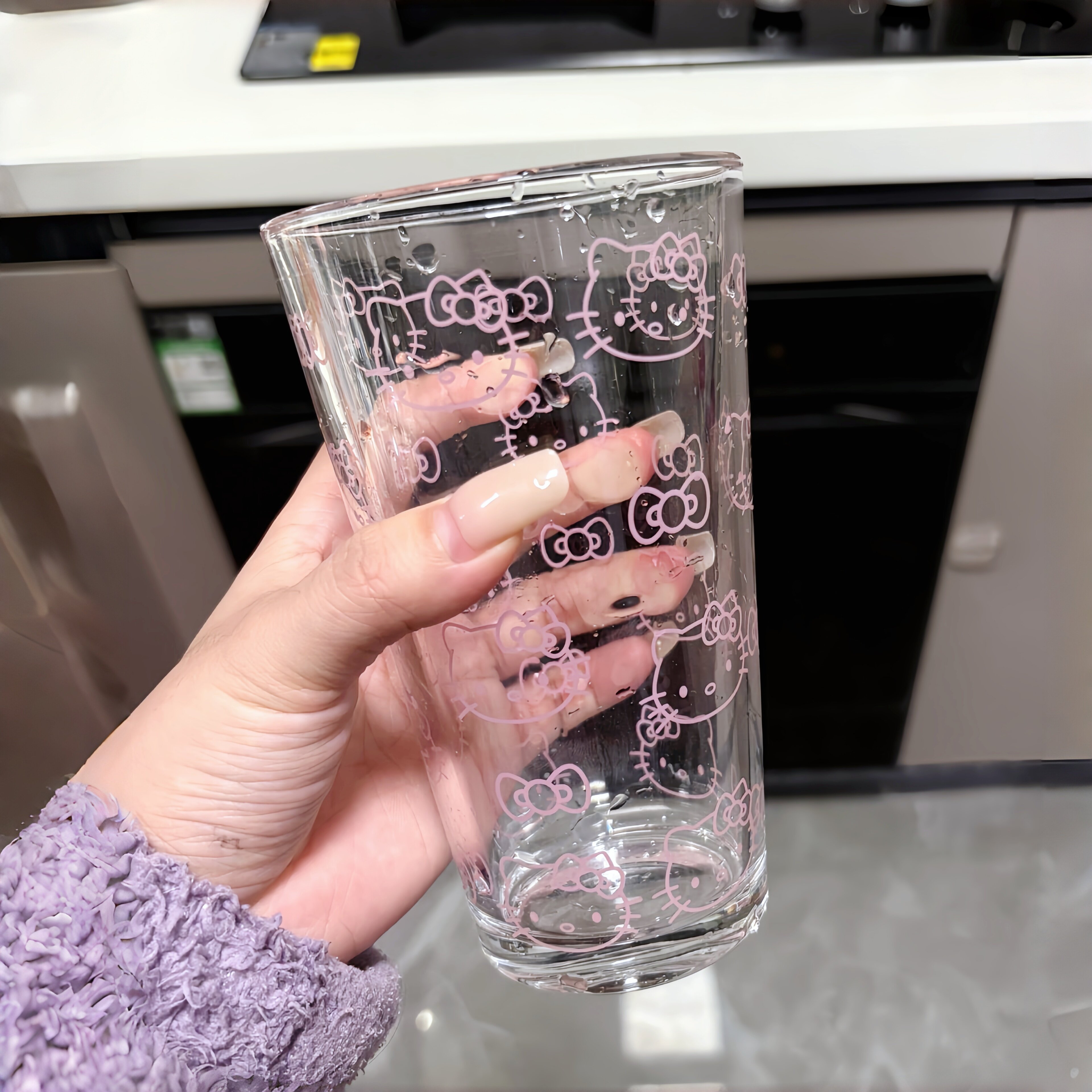 可爱小猫杯子玻璃杯早餐杯牛奶杯燕麦杯咖啡杯家用喝水大容量可爱