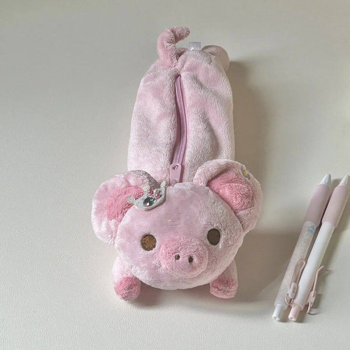 日系可爱san-x轻松熊piggy girl 粉红猪猪女孩公仔笔袋收纳文具袋
