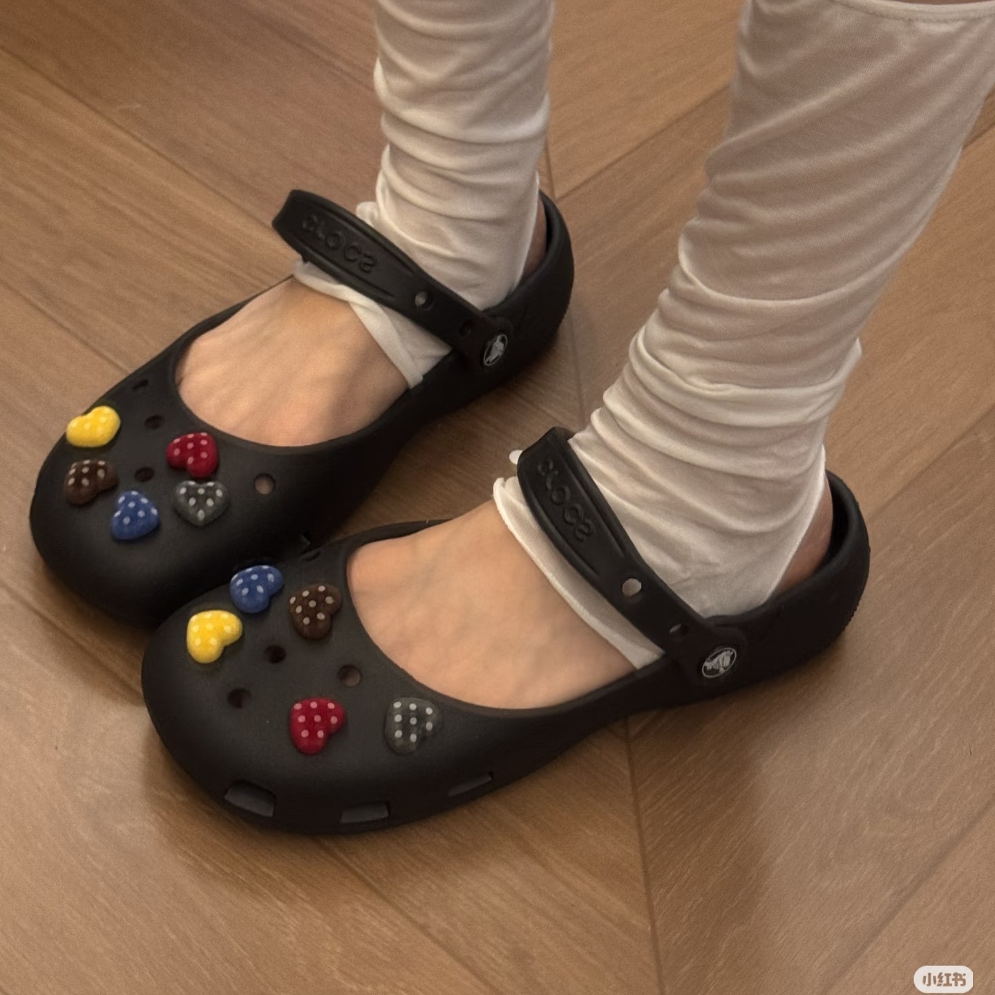 复古波点多彩爱心鞋花芭蕾舞鞋可爱女生装饰配饰适配crocs卡扣diy