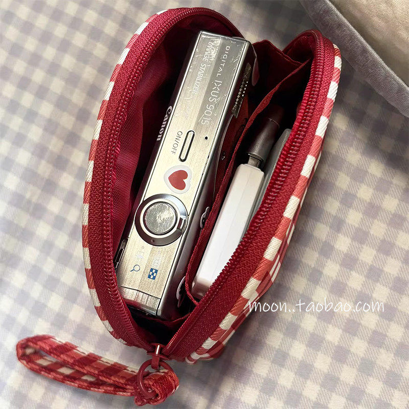 旅行可携式ccd收纳包多功能化妆相机数据线充电器可爱卡片机整理