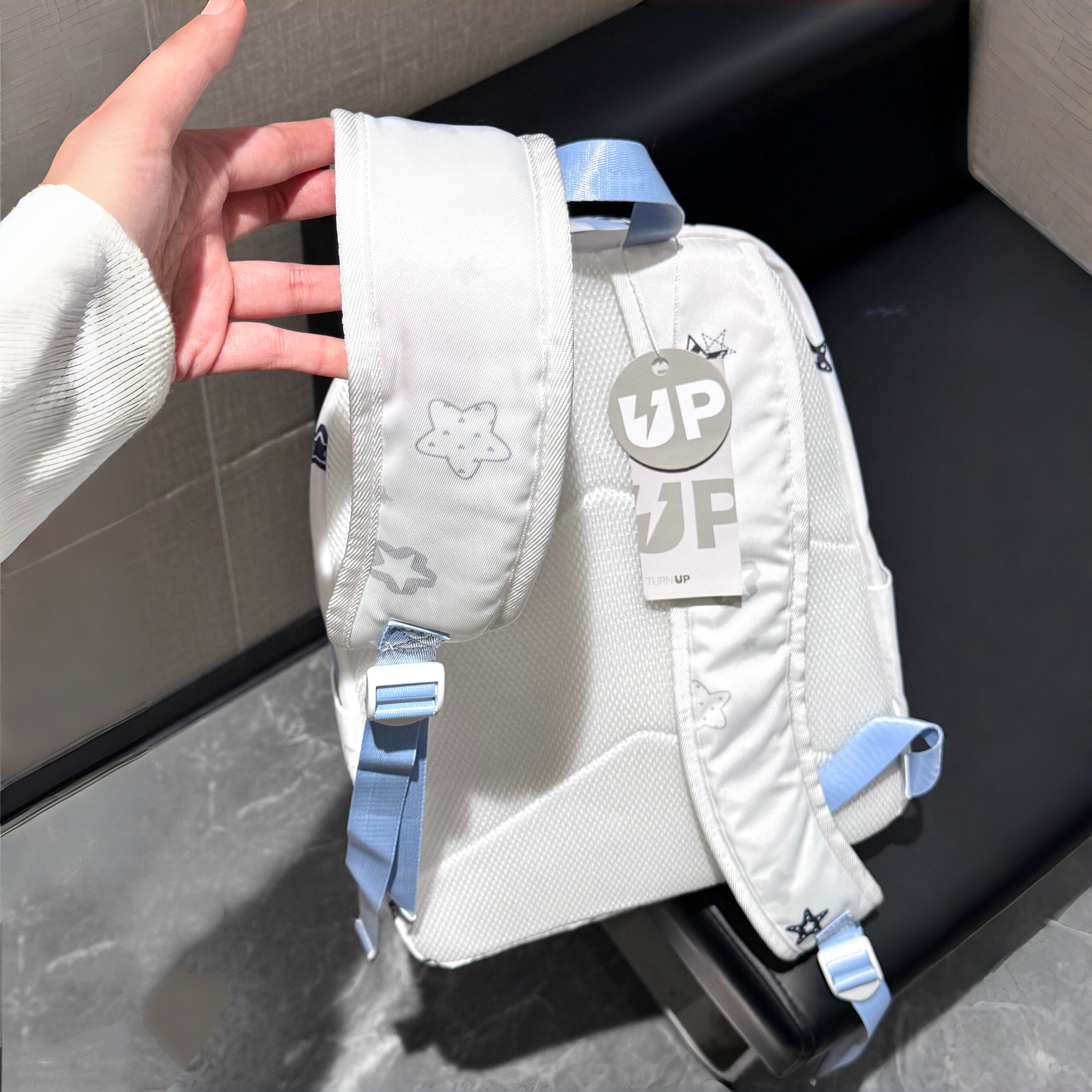 奶呼呼~海盐蓝双肩包ins小众女包男款初中小学生上学可爱高颜值