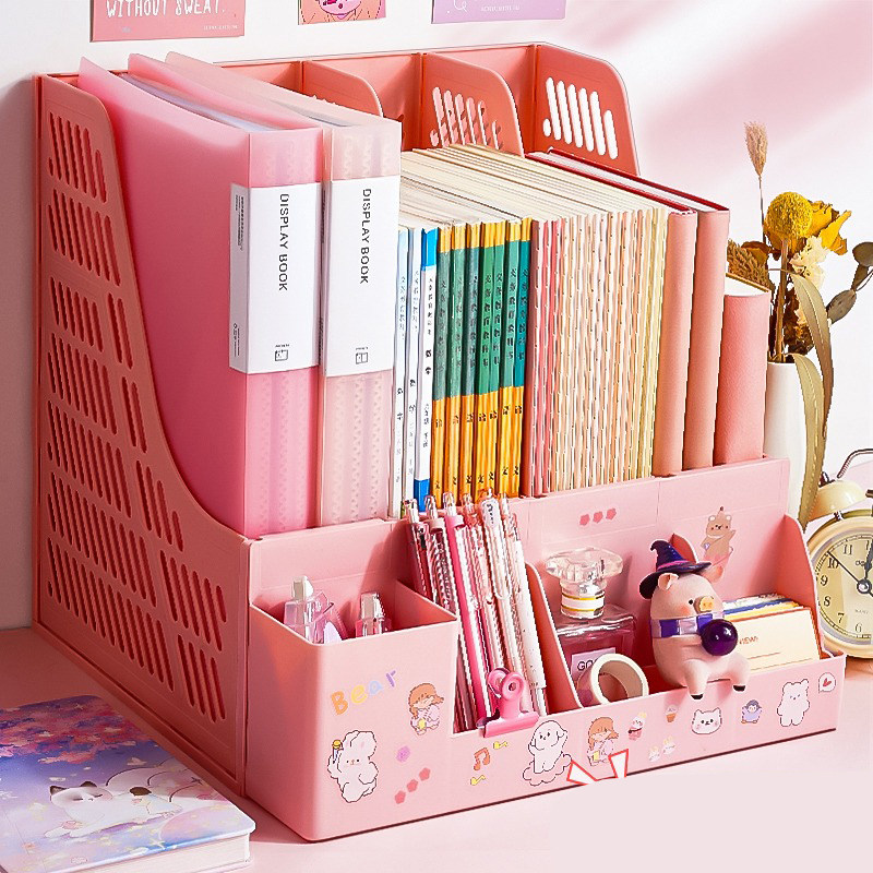 文件收纳架加厚书立架桌面书架收纳盒桌上书夹固定书本收纳置物架书桌放书的书挡书架夹板挡板儿童分隔板书托