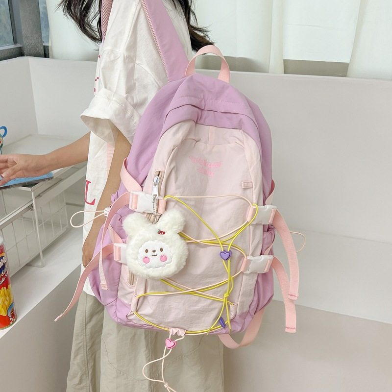 韩版原创抽绳多隔层书包小众设计休闲百搭双肩包轻便防水减负背包,箱包皮具/热销女包/男包,双肩背包,淘宝优惠券,粉丝福利购,淘宝优惠卷