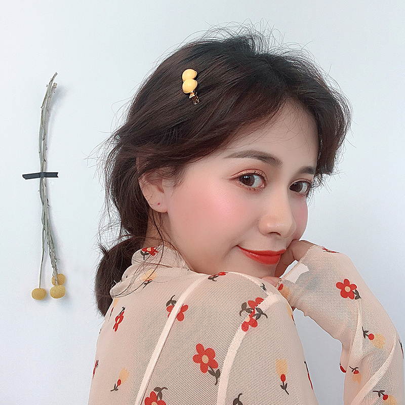 券后8.48元网红发夹女糖果色泫雅风ins复古可爱丸子头发卡圆球边夹韩国发饰