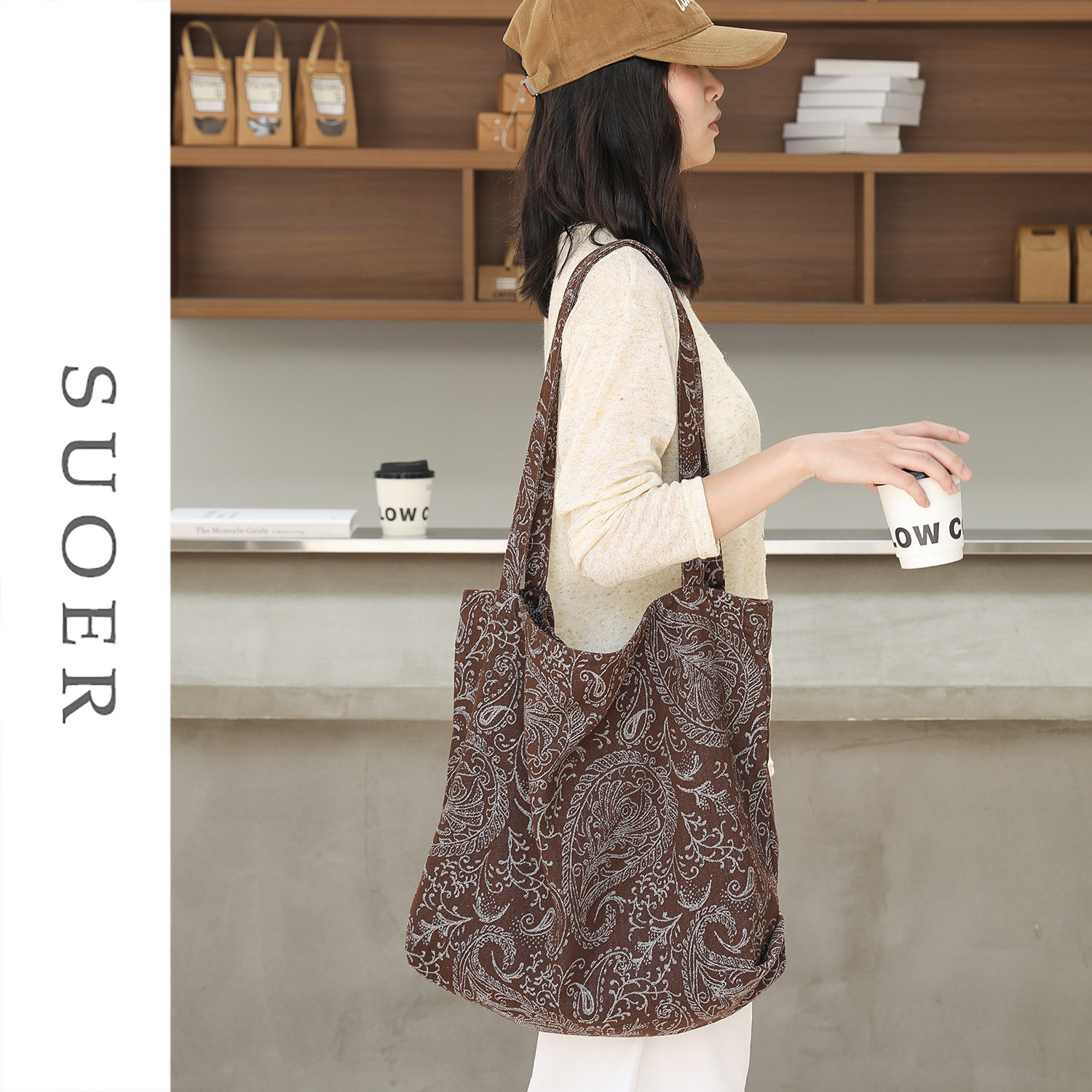 文艺复古民族风帆布包女休闲单肩包度假风购物袋大容量通勤托特包,箱包皮具/热销女包/男包,时尚帆布包,淘宝优惠券,粉丝福利购,淘宝优惠卷