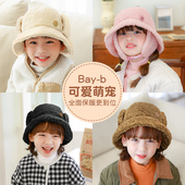 BAYB宝宝帽子冬季 韩版 男女童婴儿毛绒羊羔毛帽保暖护耳一体儿童