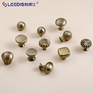 法式中古风复古黄铜拉手古铜色衣柜门抽屉柜子橱柜简约单孔小把手