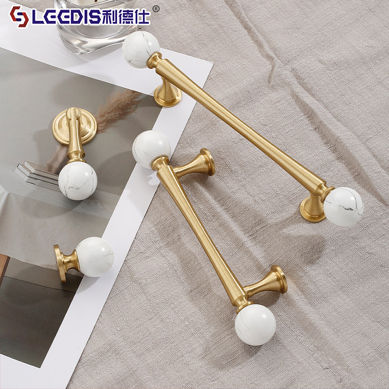 法式轻奢金色黄铜柜门衣柜拉手高档白色大理石纹圆球橱柜抽屉把手,基础建材,小拉手,淘宝优惠券,粉丝福利购,淘宝优惠卷