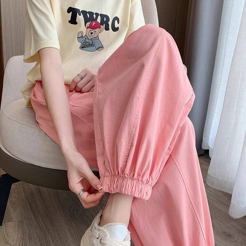 哈伦裤女夏季薄款2024新款高腰显瘦宽松束脚小个子休闲萝卜老爹裤