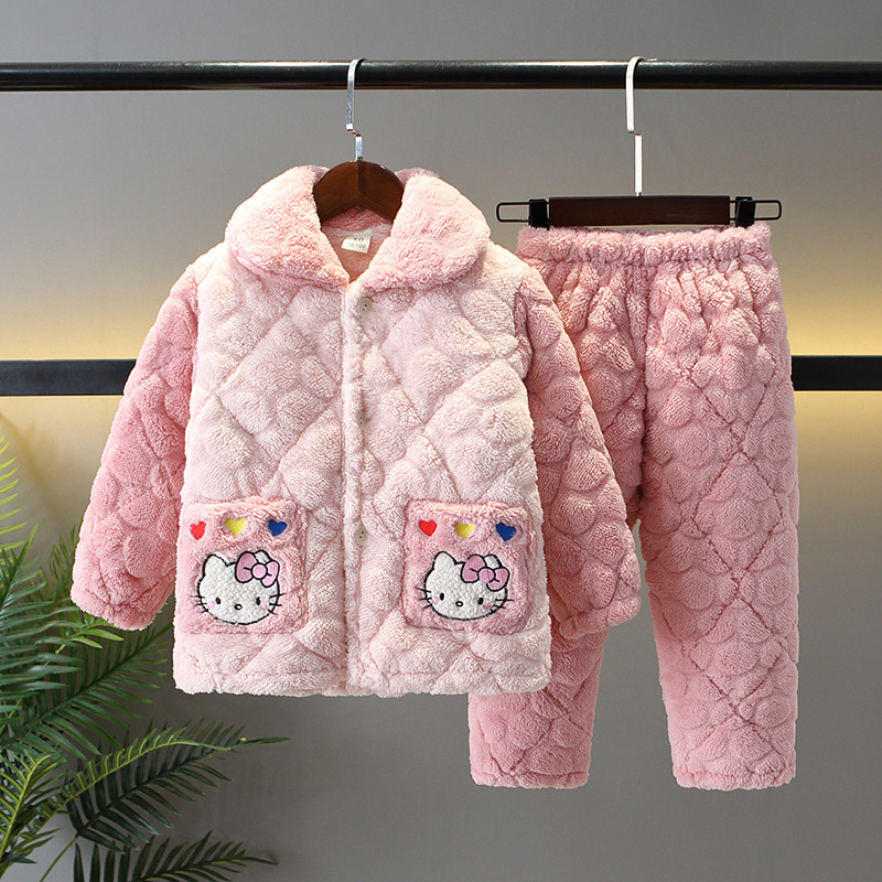 冬季珊瑚绒三层加厚夹棉新款睡衣