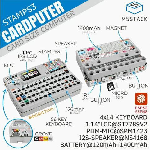 M5stack Cardputer StampS3微控制器 56按键键盘卡片电脑