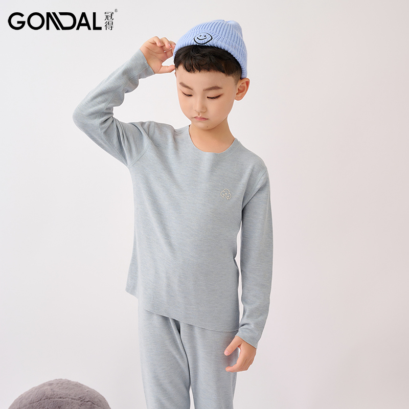 冠得儿童润奶蚕丝保暖内衣套装男