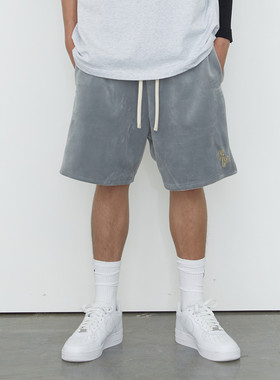 ＜XMXX＞潮牌fairplay天鹅绒短裤 纯色简约宽松美式休闲街头短裤